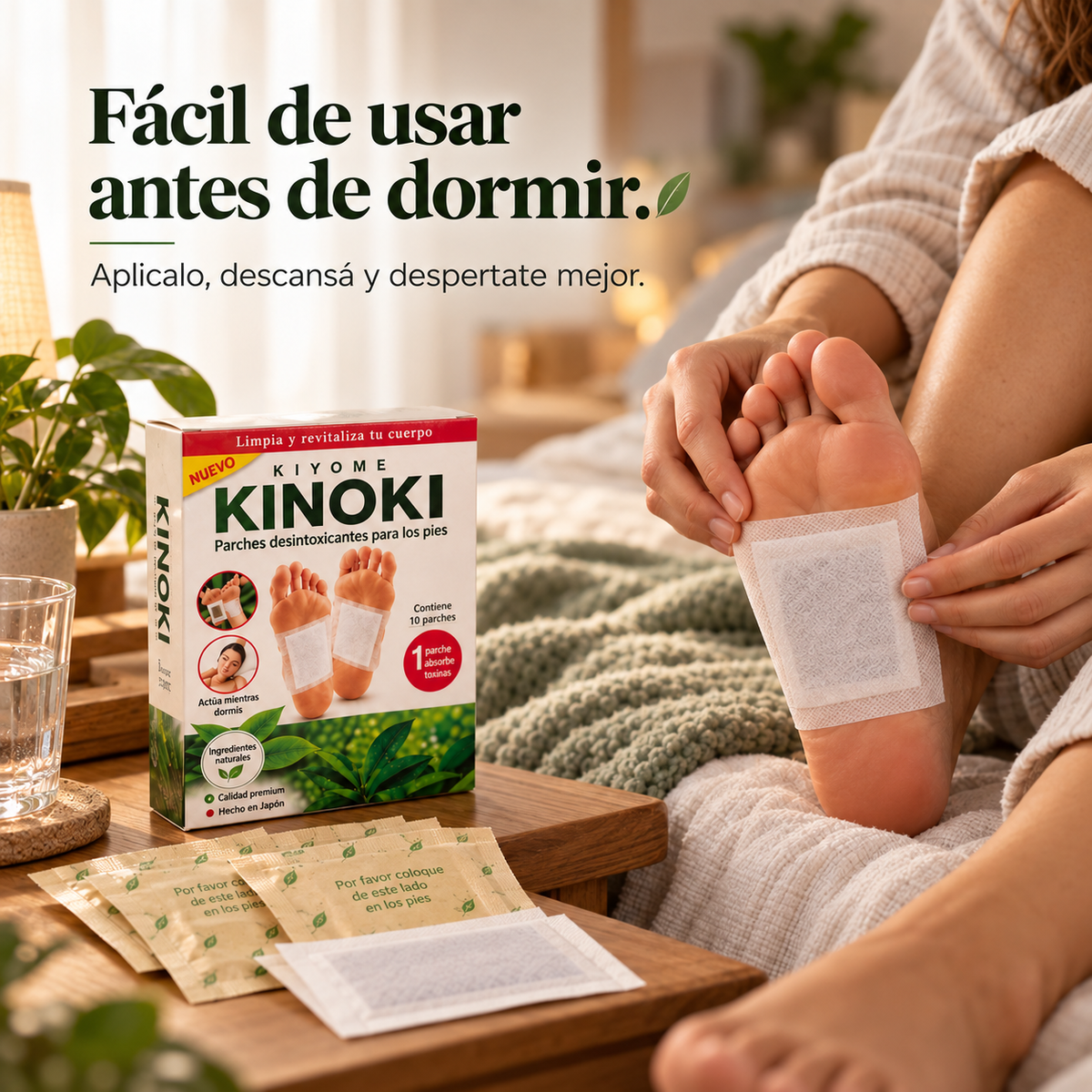 Kinoki – Parches para Pies de Uso Nocturno | Bienestar y Relajación Mientras Dormís
